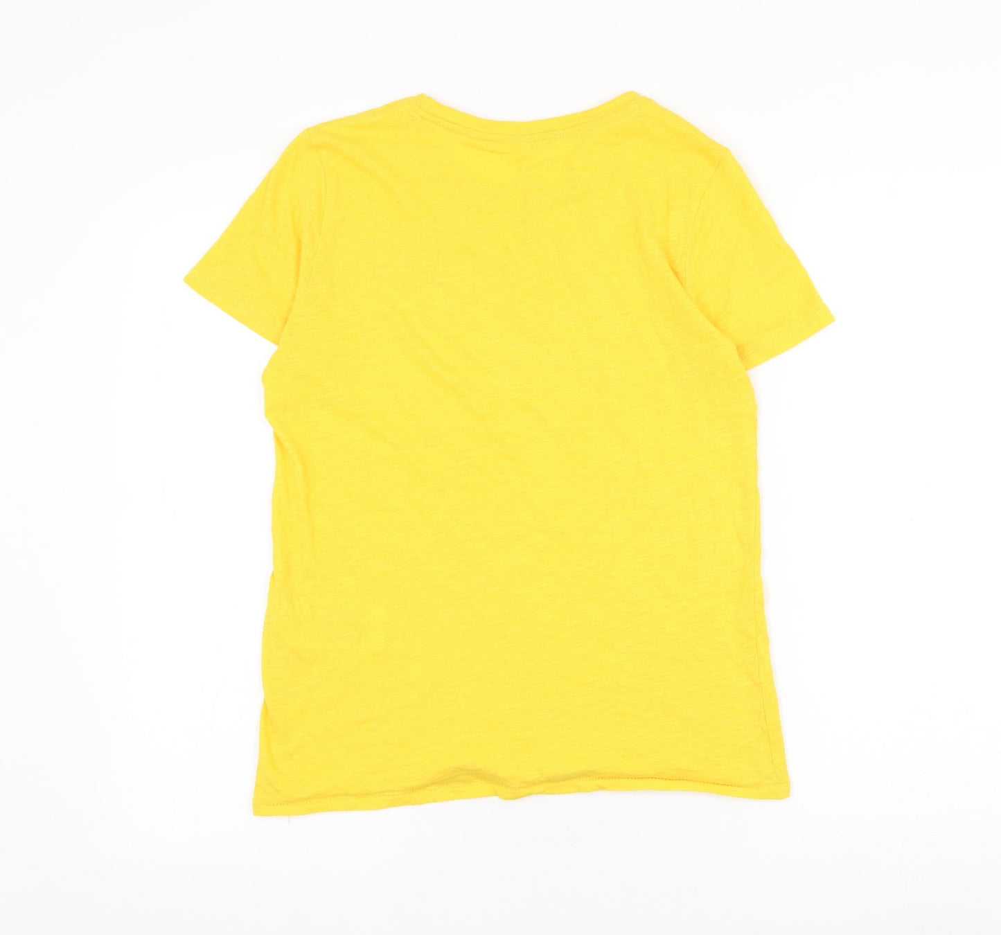 Only Womens Yellow Cotton Basic T-Shirt Size S Round Neck - Honey