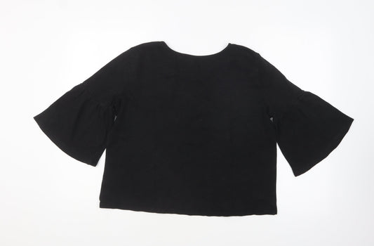 Gap Womens Black Cotton Basic Blouse Size M Round Neck