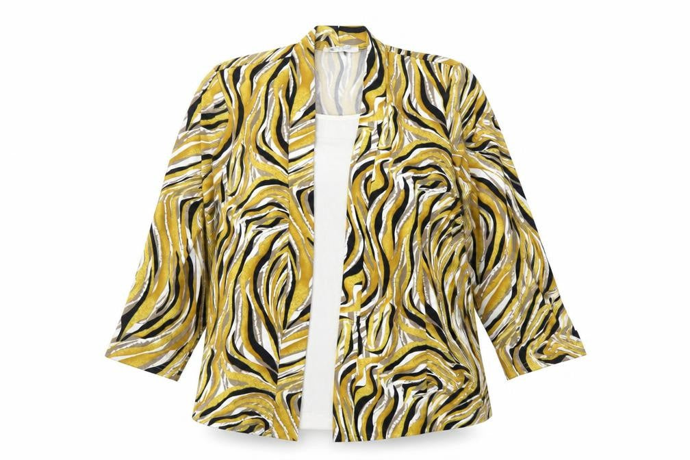 Anamor Womens Yellow Geometric Polyester Basic Blouse Size M Round Neck