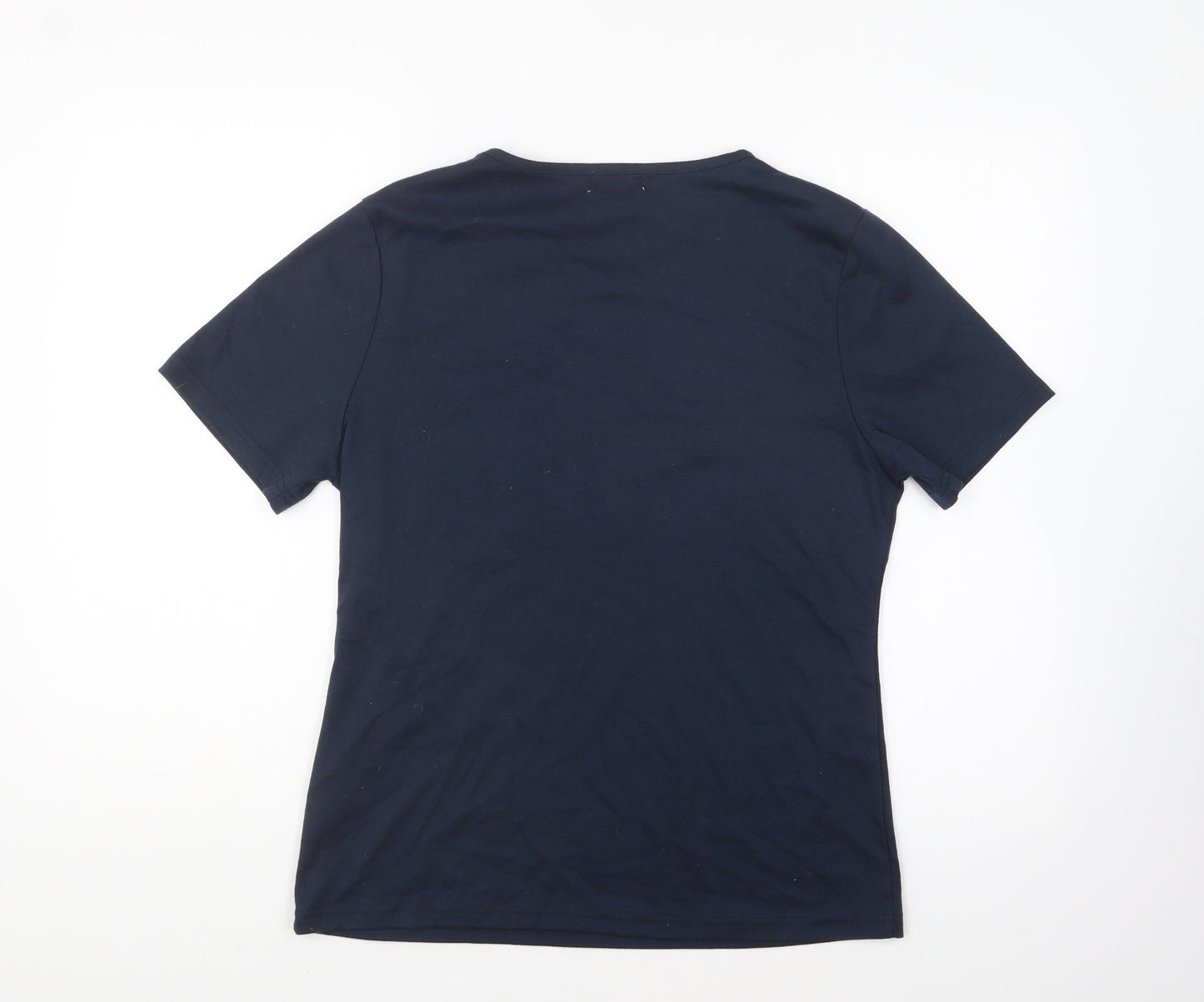 Paramour Womens Blue Polyester Basic T-Shirt Size M Round Neck