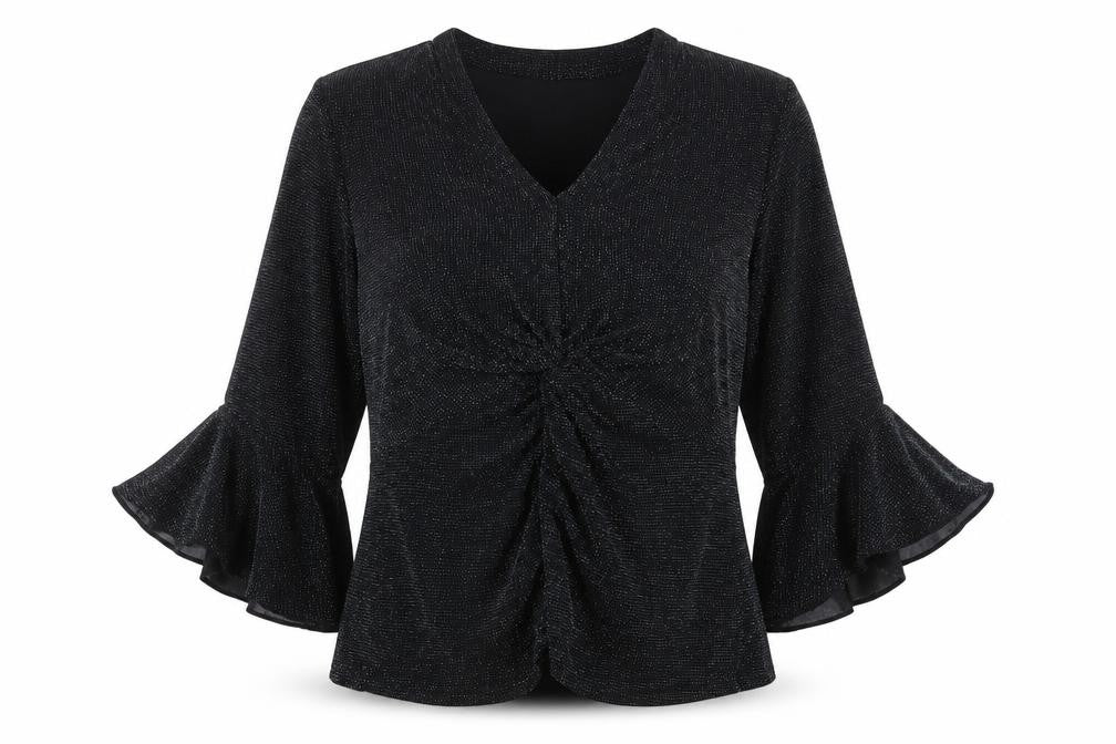 Gerard Womens Blue Polyester Basic Blouse Size 14 V-Neck