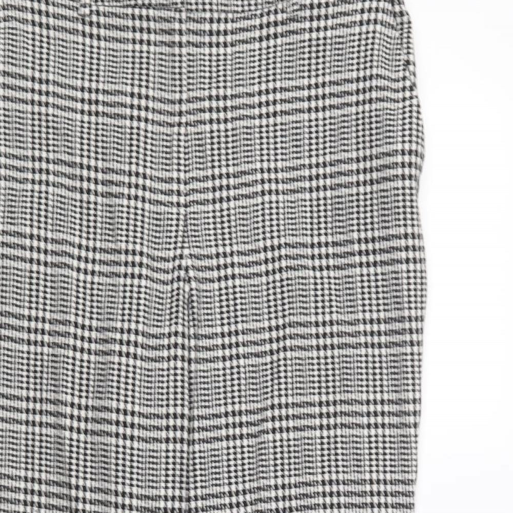 Dorothy Perkins Womens Black Geometric Polyester Trousers Size 12 L25 in Regular Button - Houndstooth