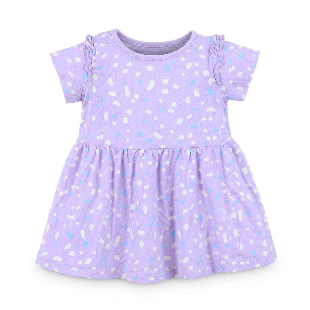 Dunnes Girls Purple Geometric Cotton Skater Dress Size 6-9 Months Round Neck Pullover