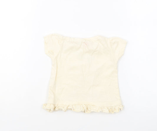 Studio Girls Yellow Cotton Basic T-Shirt Size 6-9 Months Round Neck Pullover - Happy Summer Days