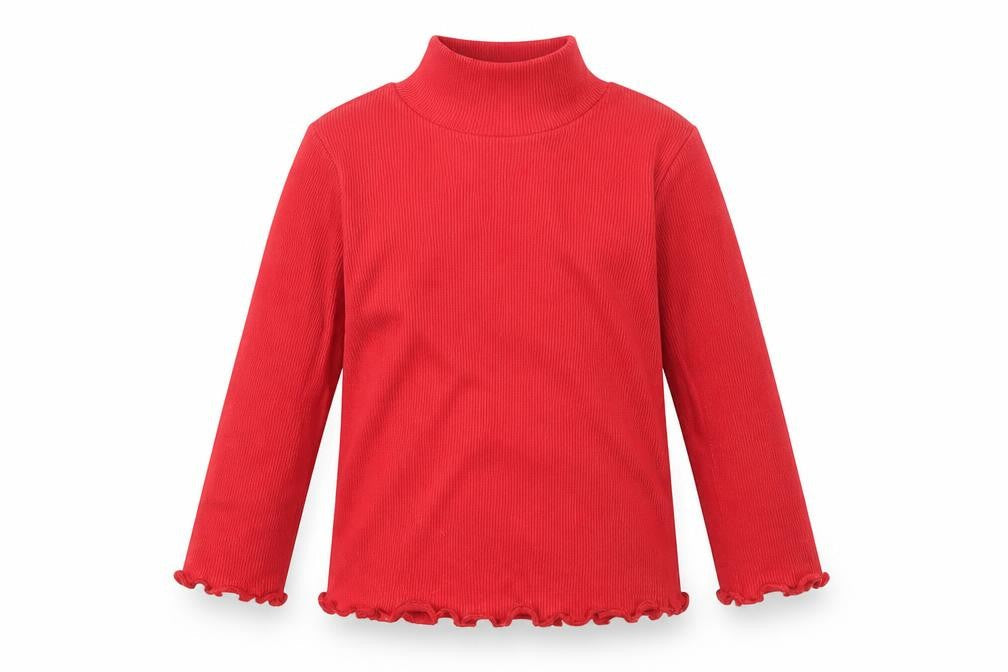 Dunnes Girls Red Cotton Basic Casual Size 12-18 Months High Neck Pullover - Ribbed Fabric