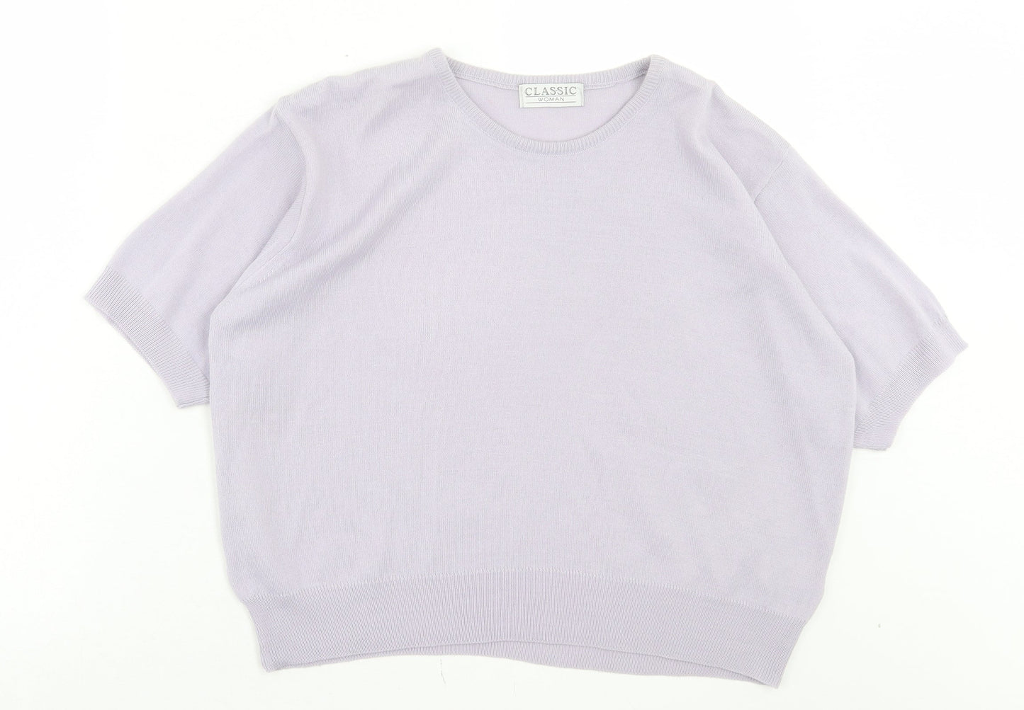 Classic Womens Purple Crew Neck Acrylic Pullover Jumper Size 18
