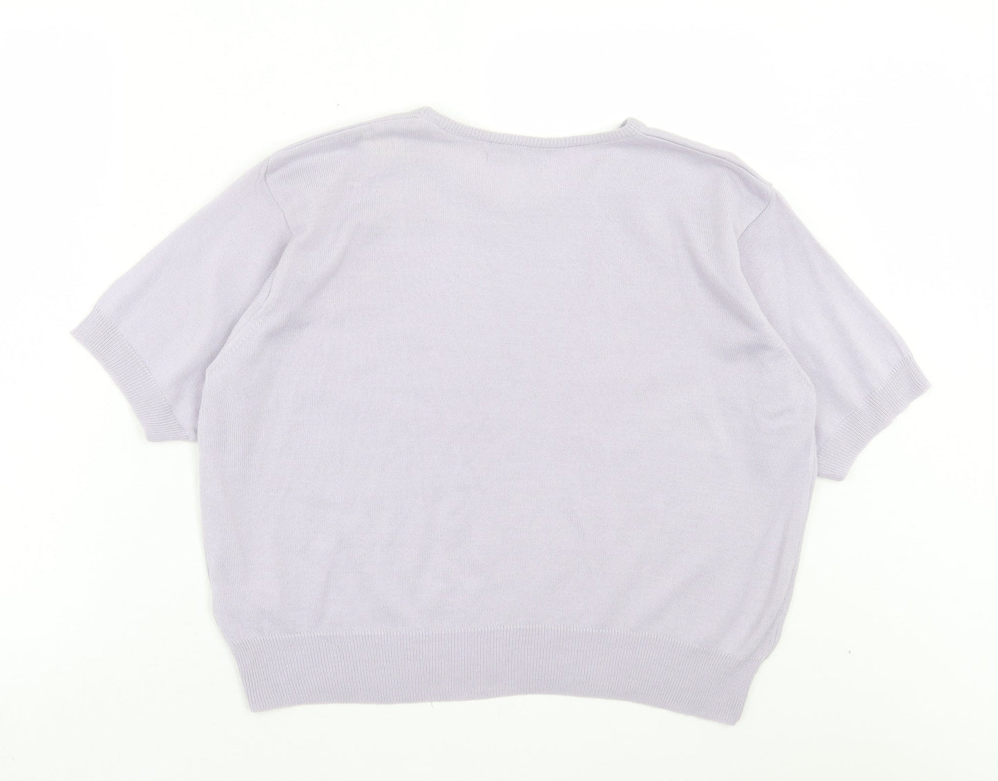 Classic Womens Purple Crew Neck Acrylic Pullover Jumper Size 18