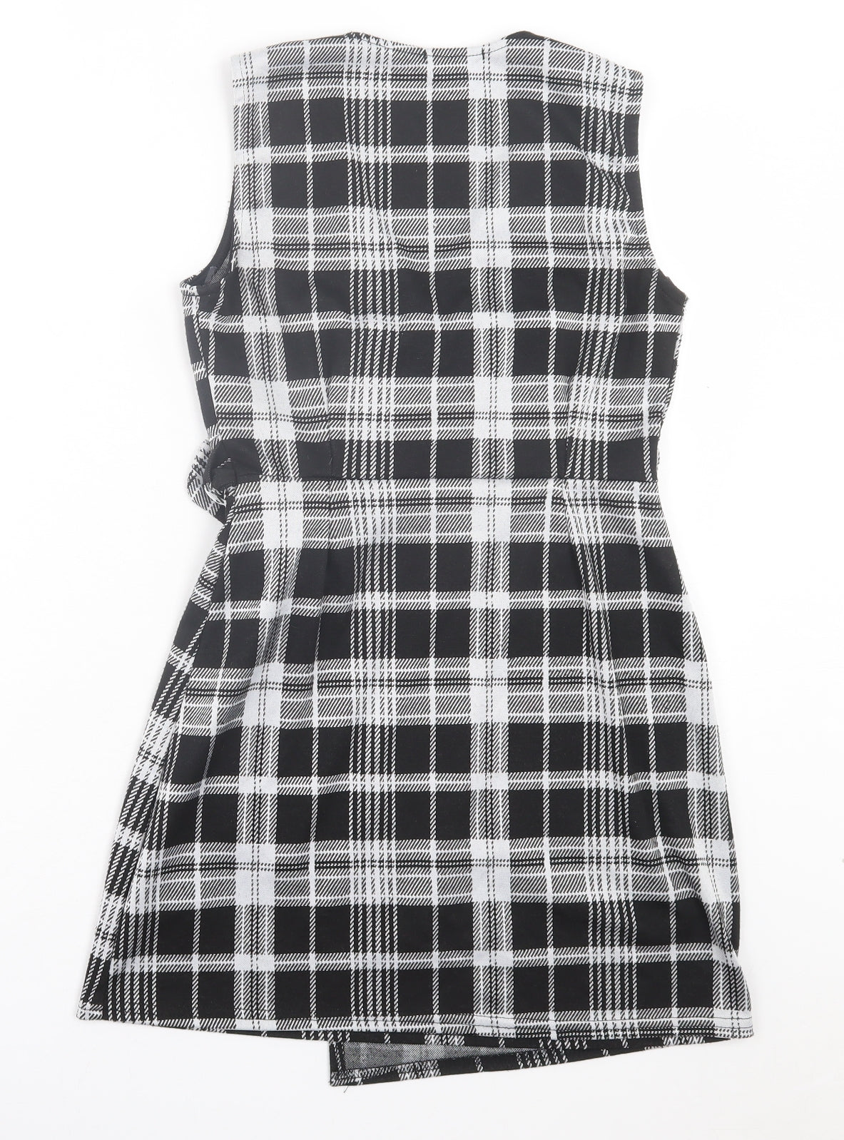 Quiz Womens Grey Plaid Polyester Wrap Dress Size 10 V-Neck Pullover - Tie At Side