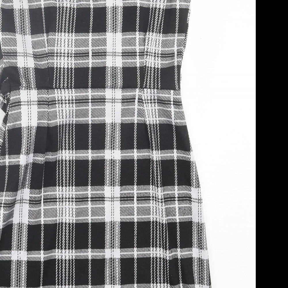 Quiz Womens Grey Plaid Polyester Wrap Dress Size 10 V-Neck Pullover - Tie At Side