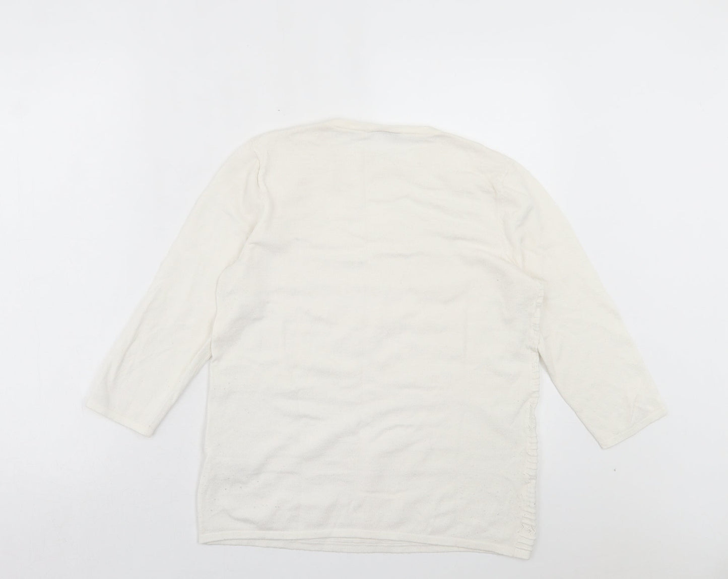 Warehouse Womens White Crew Neck Viscose Pullover Jumper Size 12