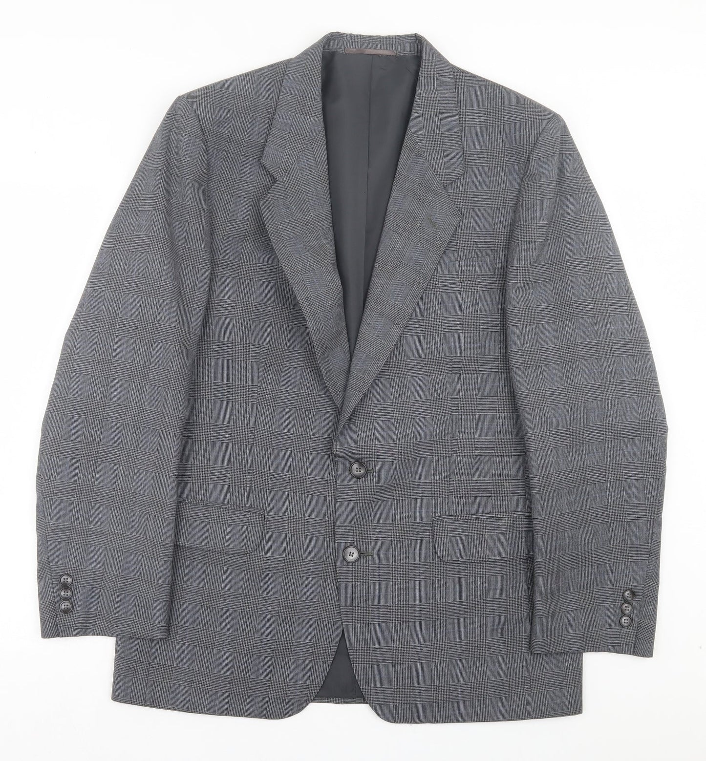 C&A Mens Grey Plaid Wool Jacket Suit Jacket Size 40