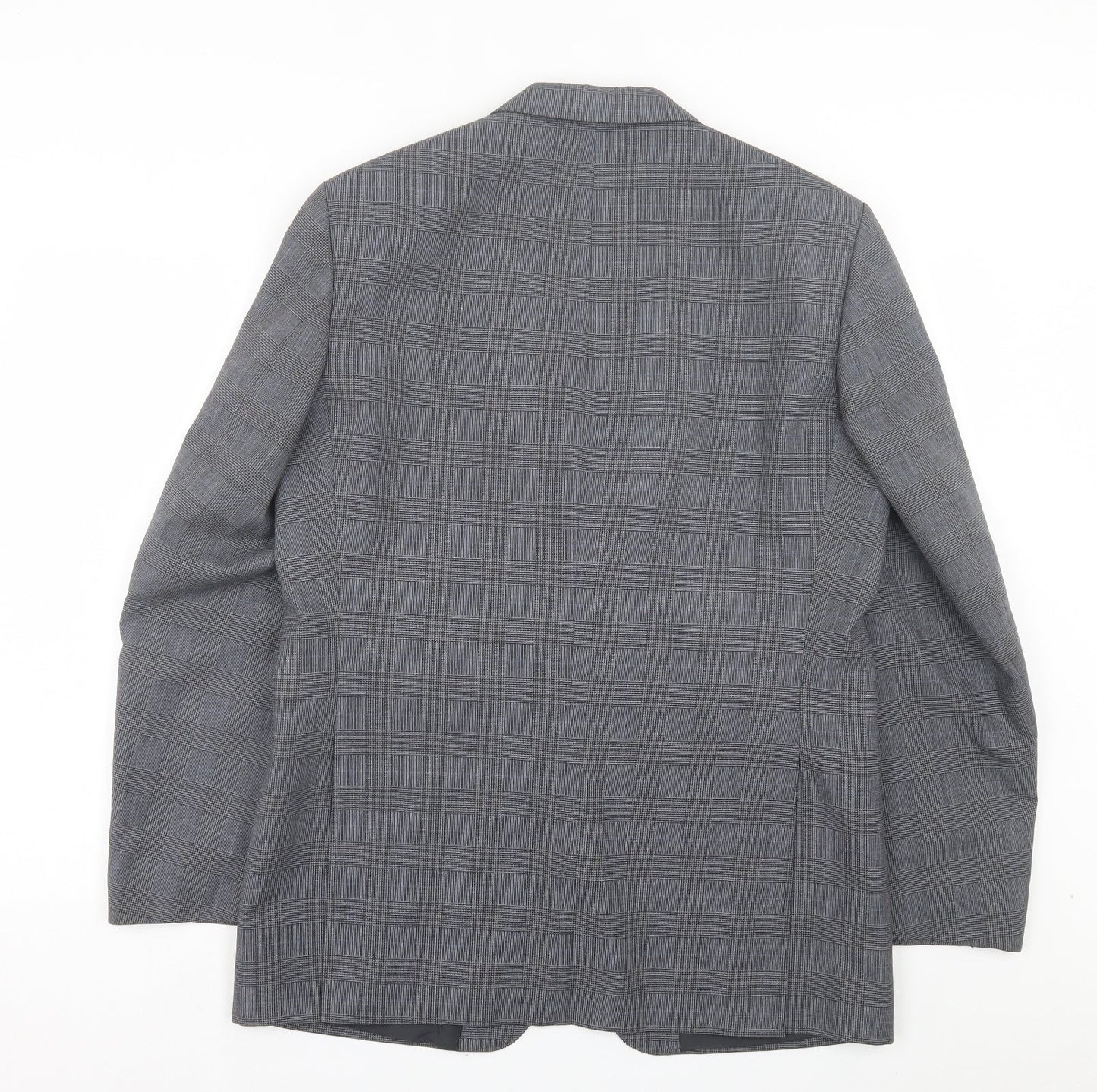 C&A Mens Grey Plaid Wool Jacket Suit Jacket Size 40
