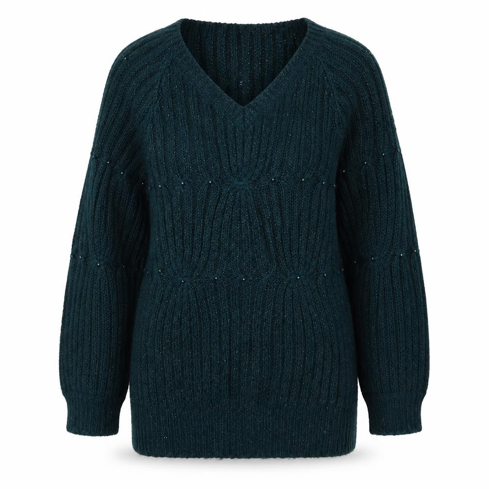 Dunnes Womens Green V-Neck Acrylic Pullover Jumper Size 10