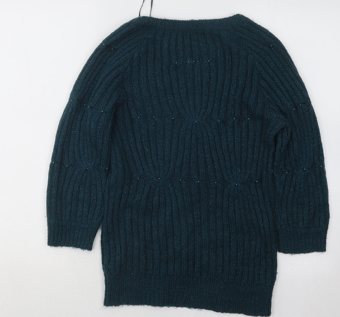 Dunnes Stores Womens Green V-Neck Acrylic Pullover Jumper Size 10
