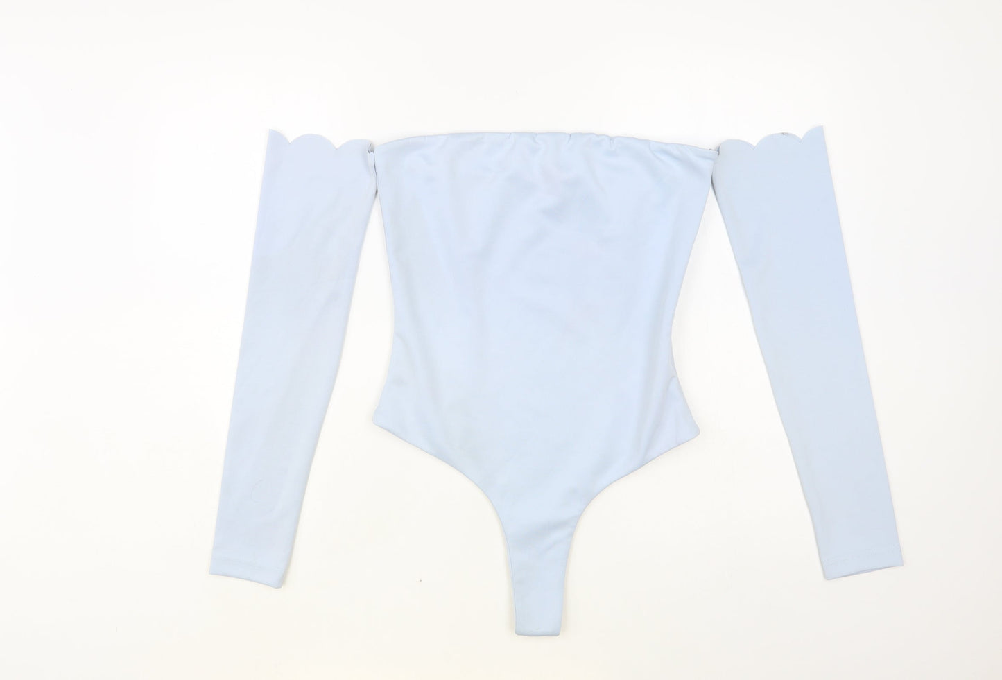 By Egreis Womens Blue Viscose Bodysuit One-Piece Size XS Zip - Scalloped Edging