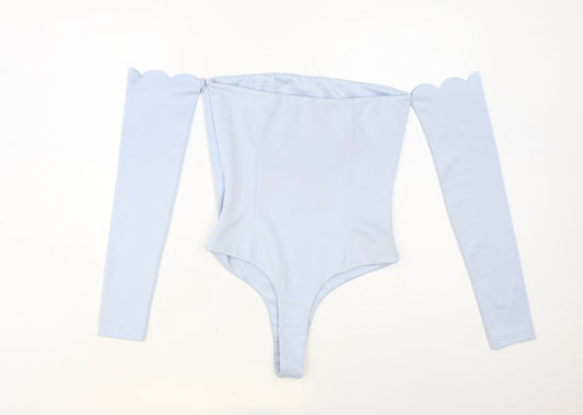 By Egreis Womens Blue Viscose Bodysuit One-Piece Size XS Zip - Scalloped Edging