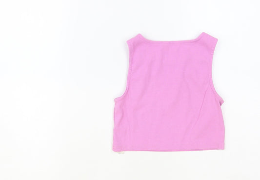Primark Girls Purple Cotton Cropped Tank Size 10-11 Years Round Neck Pullover - NYC