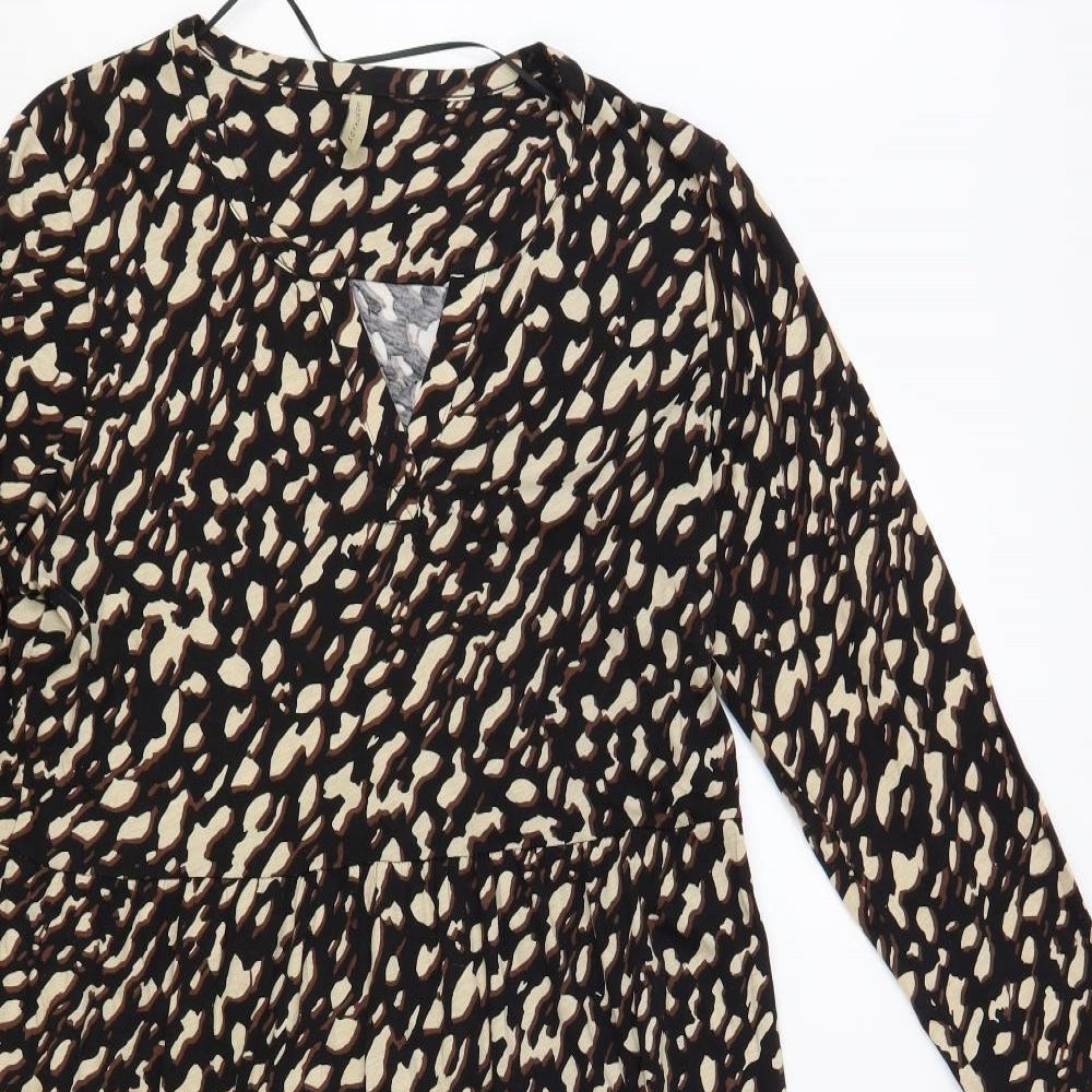 Soyaconcept Womens Black Geometric Cotton A-Line Size M V-Neck Pullover