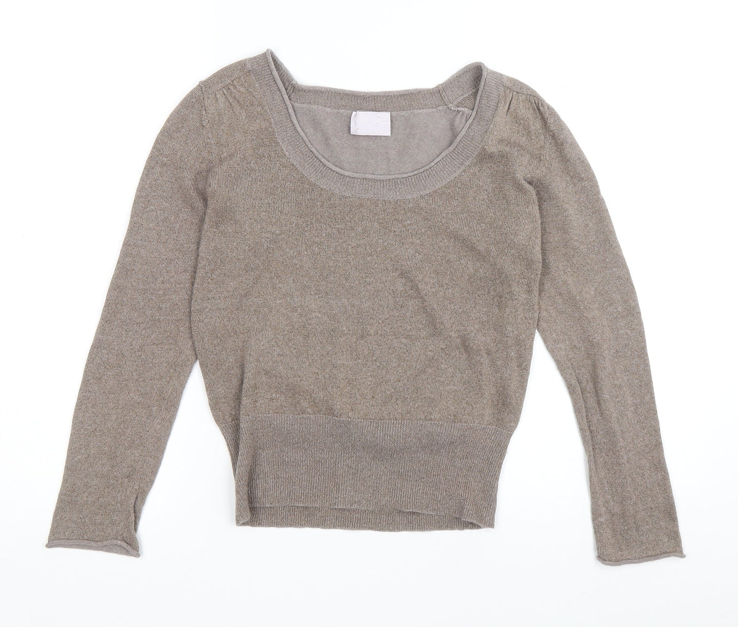 Scriba Womens Brown Scoop Neck Acrylic Pullover Jumper Size S