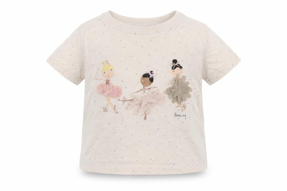 NEXT Girls Ivory Polka Dot Cotton Basic Polo Size 3-6 Months Round Neck - Dancing