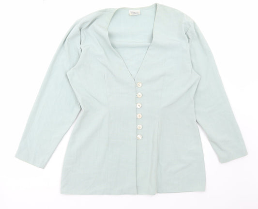 Rebecca Sheldon Womens Green Jacket Blazer Size 14 Button