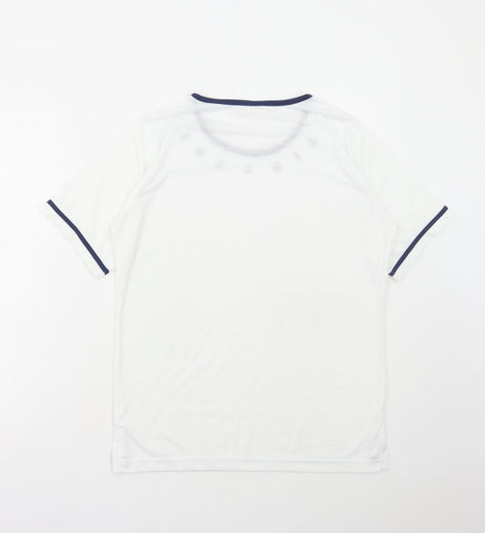 Anne De Lancay Womens White Polyester Basic T-Shirt Size M Round Neck - Marine
