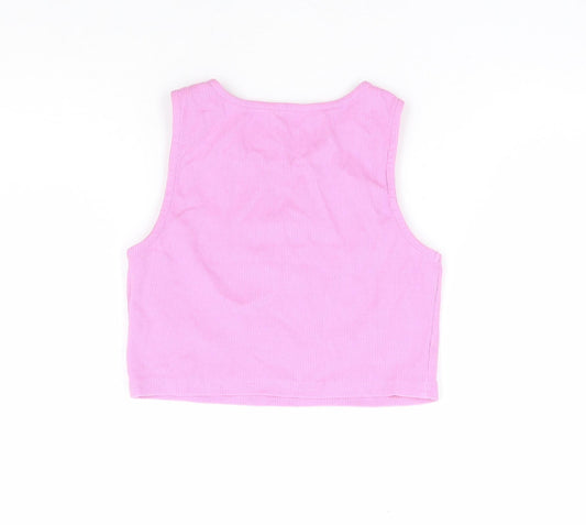 Primark Girls Pink Cotton Cropped Tank Size 10-11 Years Round Neck Pullover - Ribbed, NYC 1968