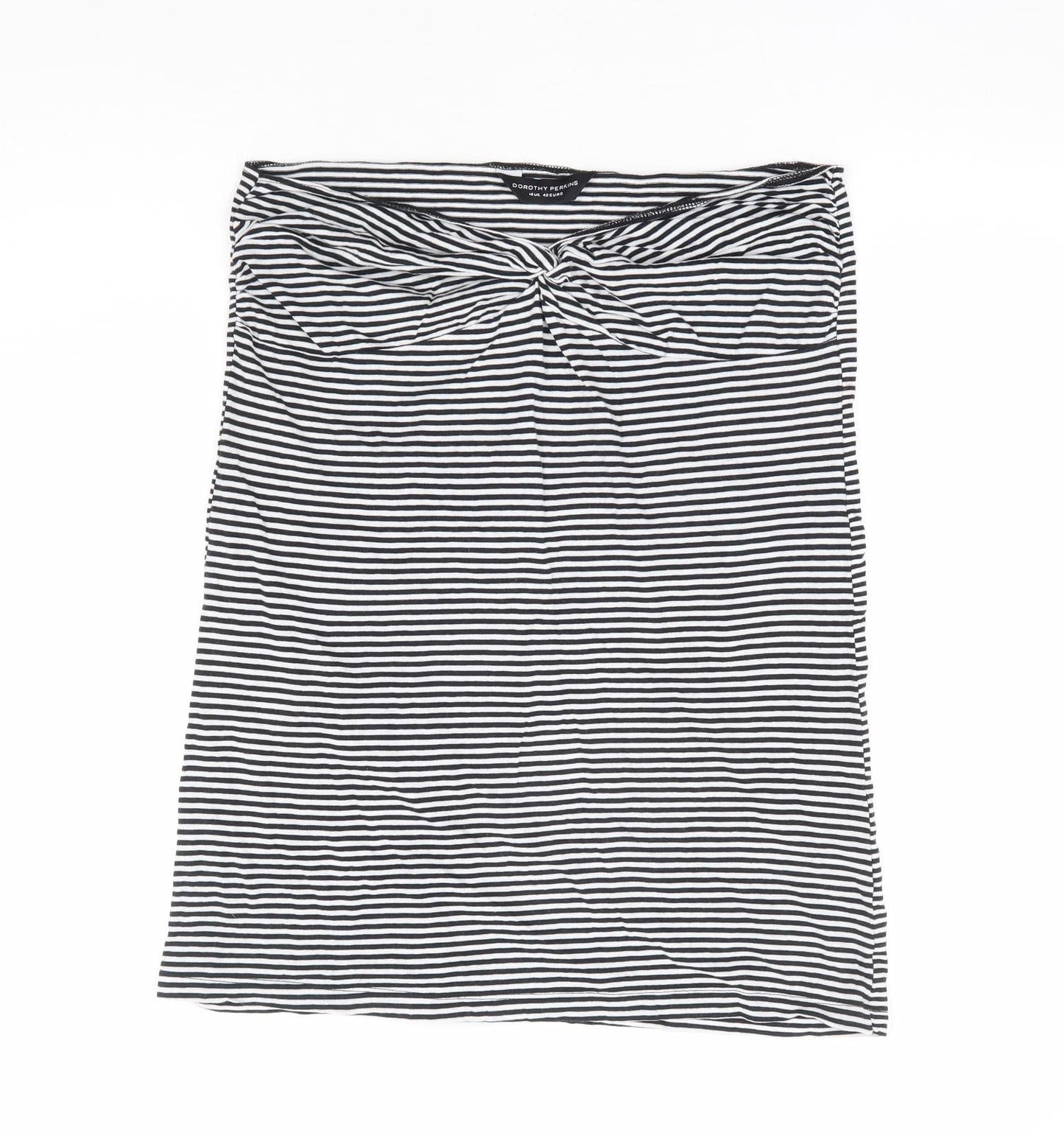 Dorothy Perkins Womens Black Striped 100% Cotton Basic Tank Size 14 Off the Shoulder - Ruched Bandeau