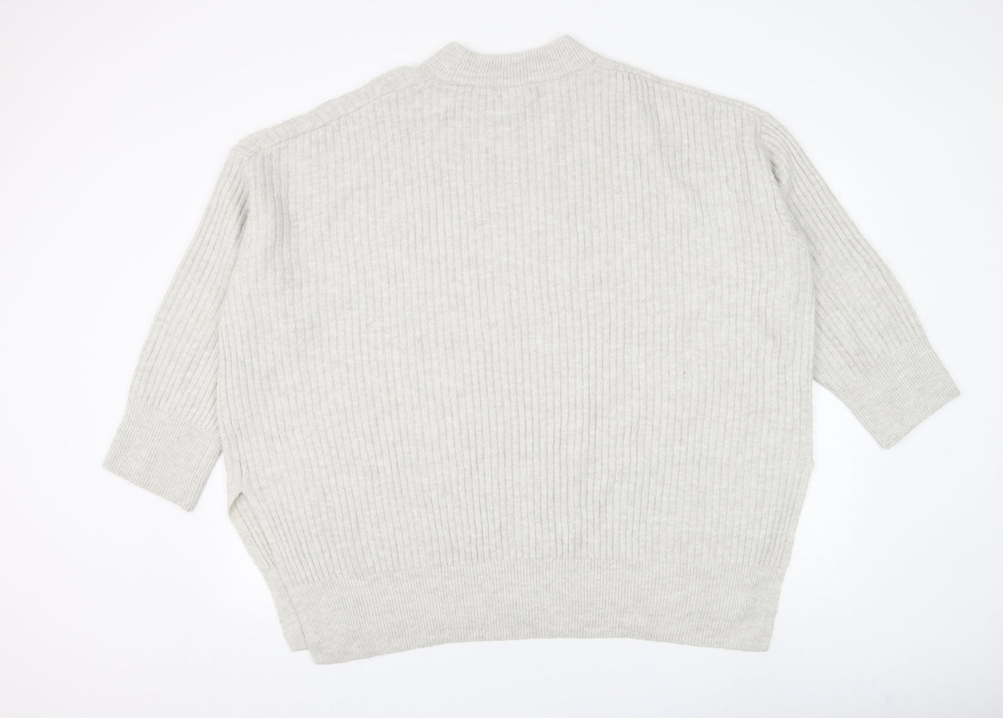 H&M Womens Grey Round Neck Polyester Pullover Jumper Size XL