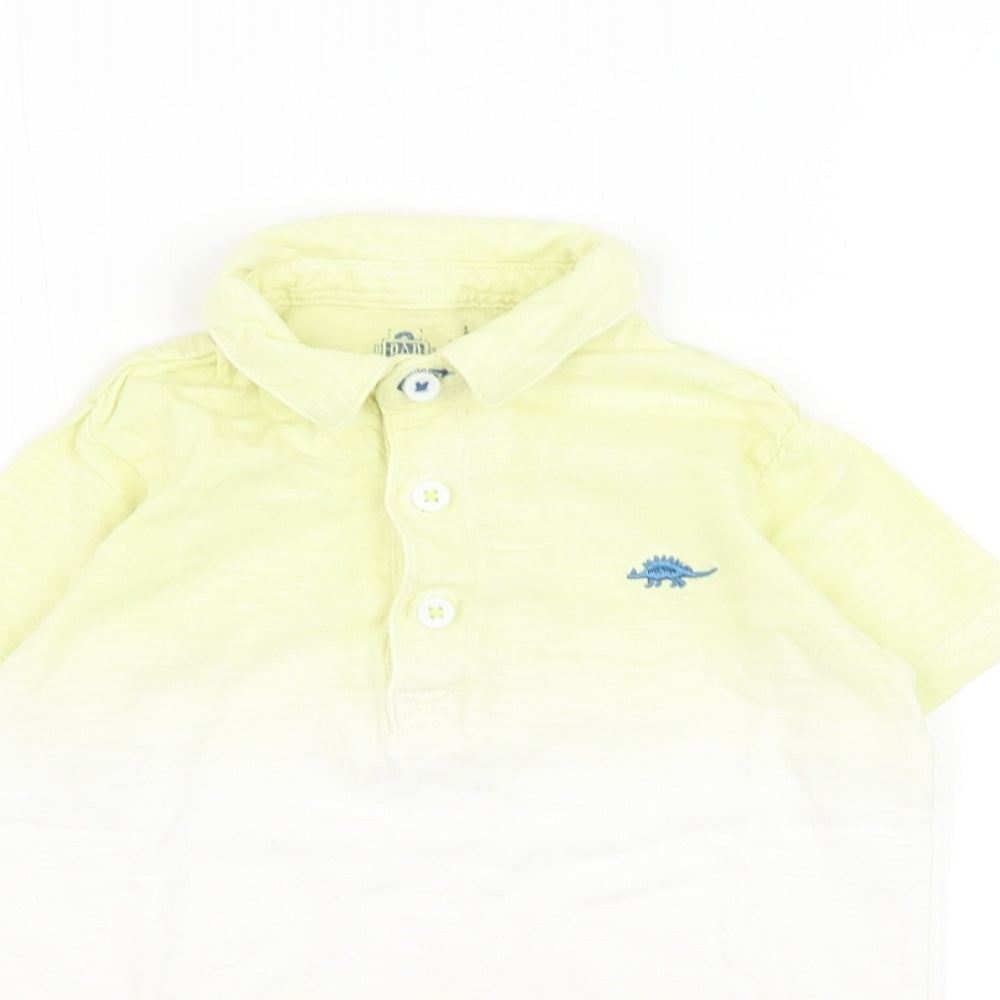 F&F Boys Yellow Cotton Basic Polo Size 2-3 Years Collared Button - Dinosaur