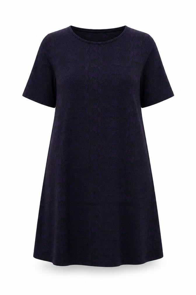 TU Womens Purple Animal Print Polyester A-Line Size 12 Round Neck Pullover - Snake Print