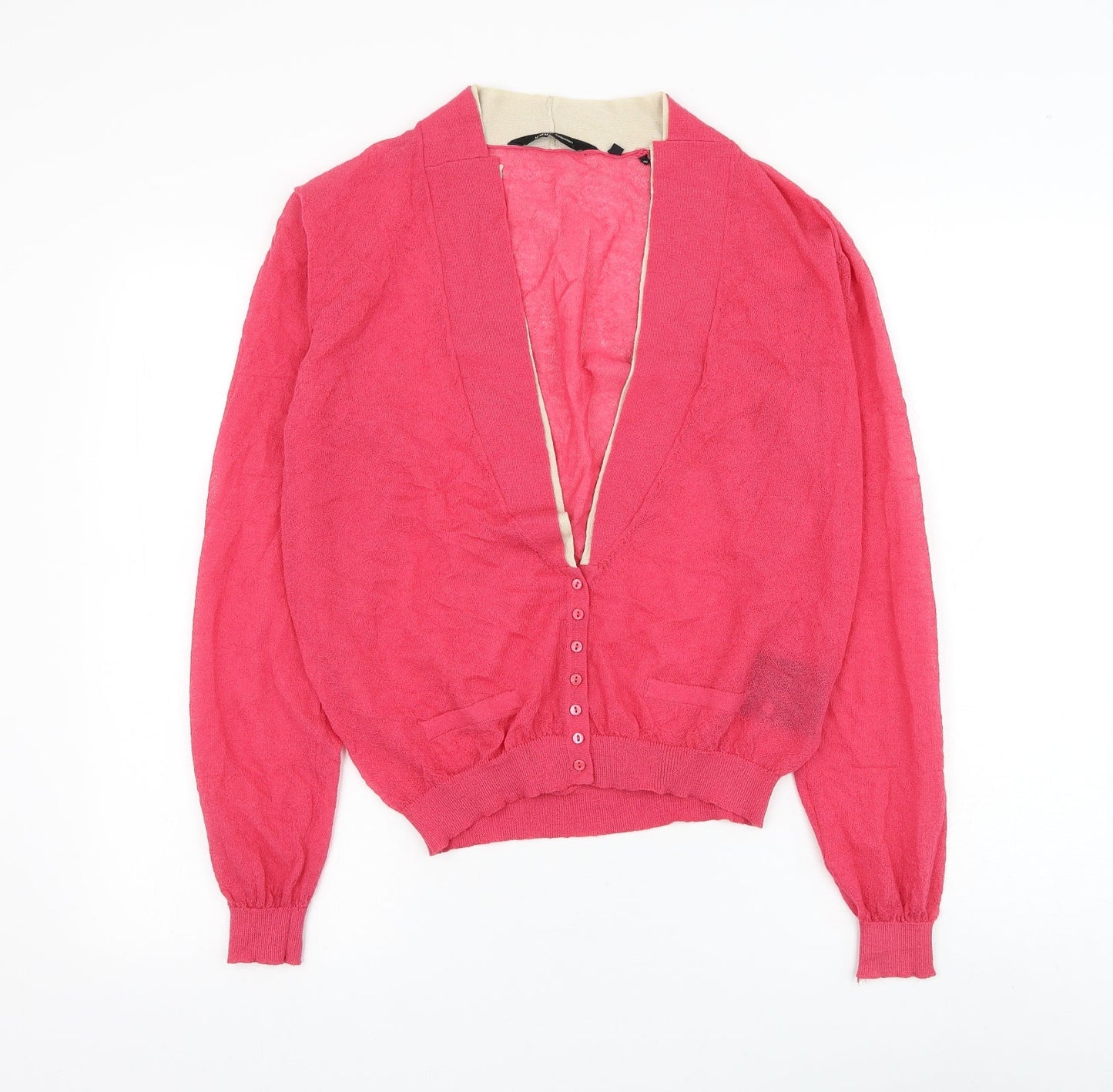 YAYA Womens Pink V-Neck Rayon Cardigan Jumper Size M