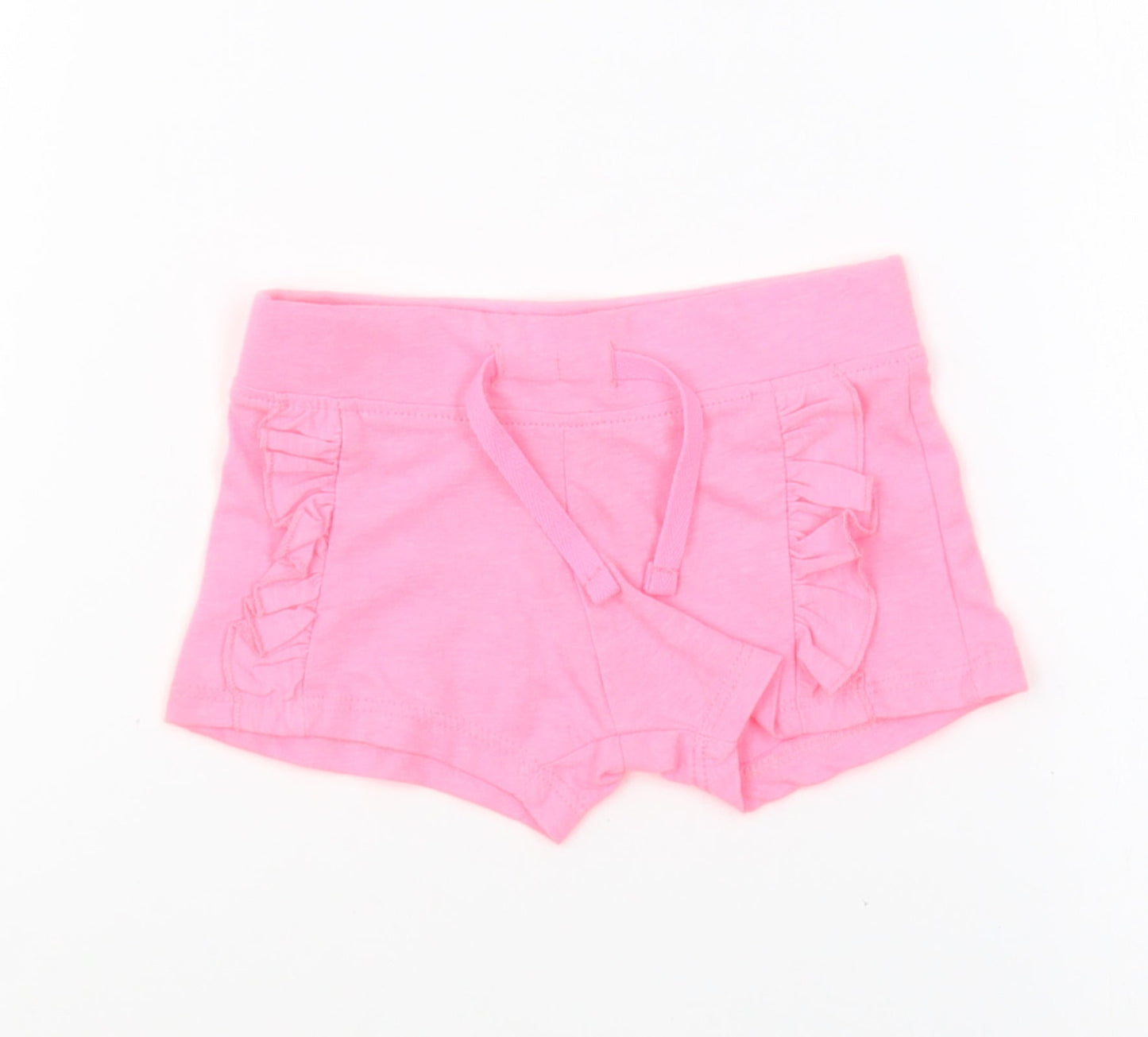 Primark Girls Pink Cotton Cropped Trousers Size 3-6 Months Drawstring - Shorts