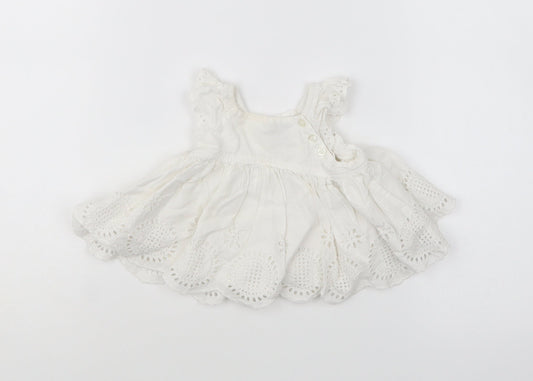 Gap Girls White Cotton Shift Size 3-6 Months Square Neck Pullover