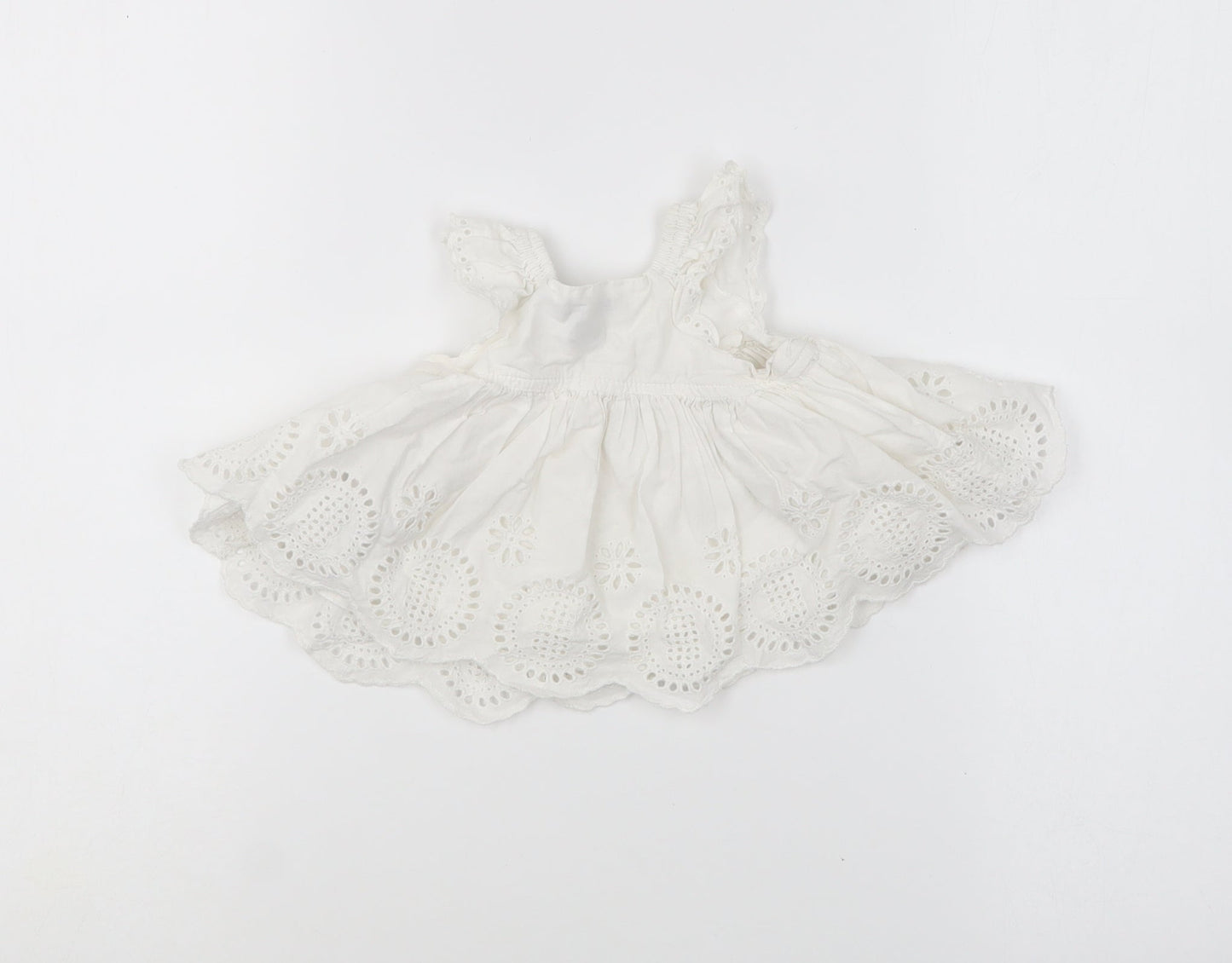 Gap Girls White Cotton Shift Size 3-6 Months Square Neck Pullover