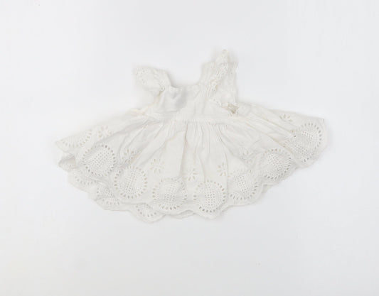 Gap Girls White Cotton Shift Size 3-6 Months Square Neck Pullover