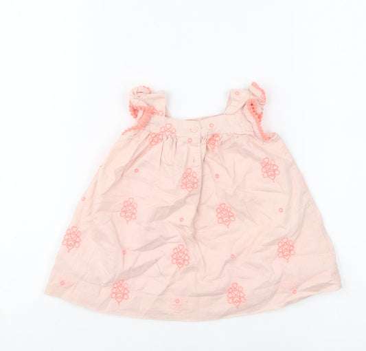 Gap Girls Pink Geometric Cotton Shift Size 3-6 Months Square Neck Button