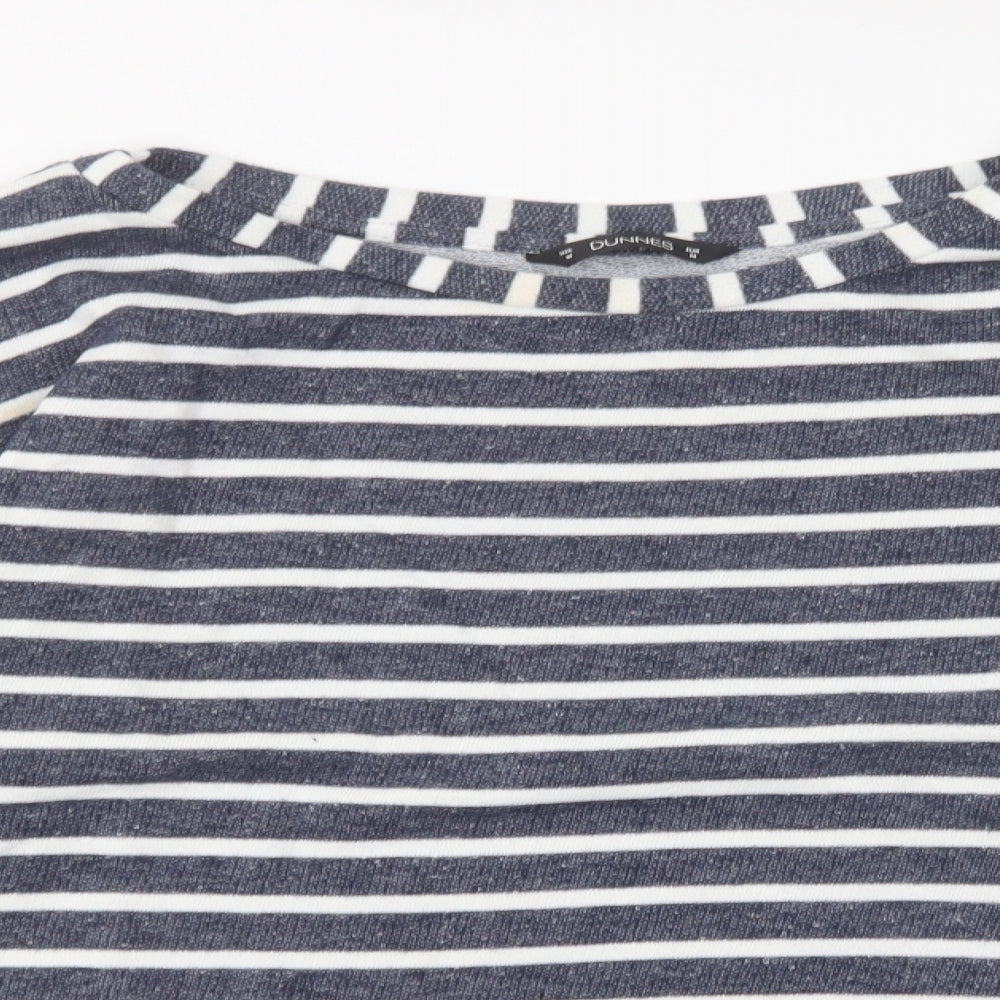 Dunnes Stores Womens Blue Striped Polyester Pullover Sweatshirt Size M Pullover