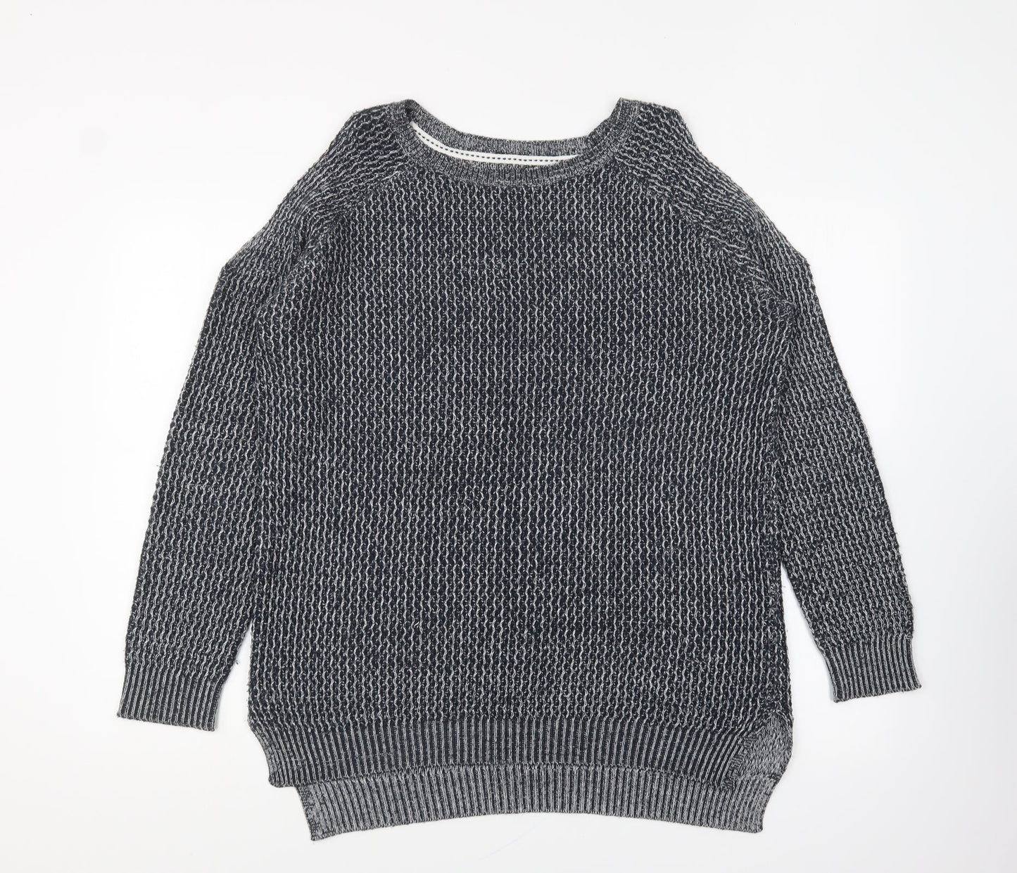 Papaya Womens Blue Round Neck Cotton Pullover Jumper Size M