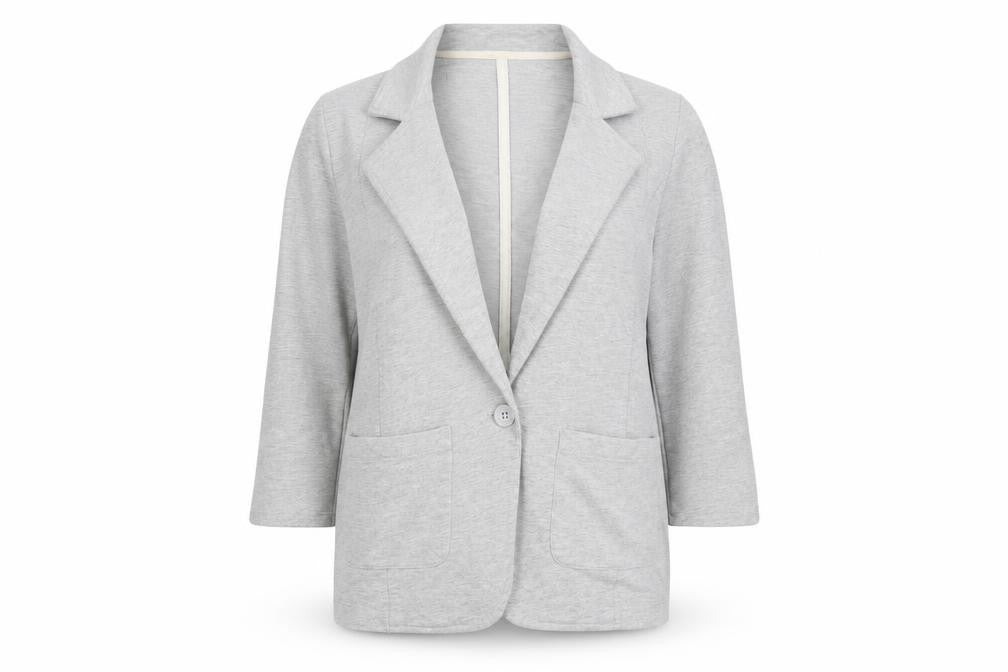 Denim & Co. Womens Grey Jacket Blazer Size 8 Button