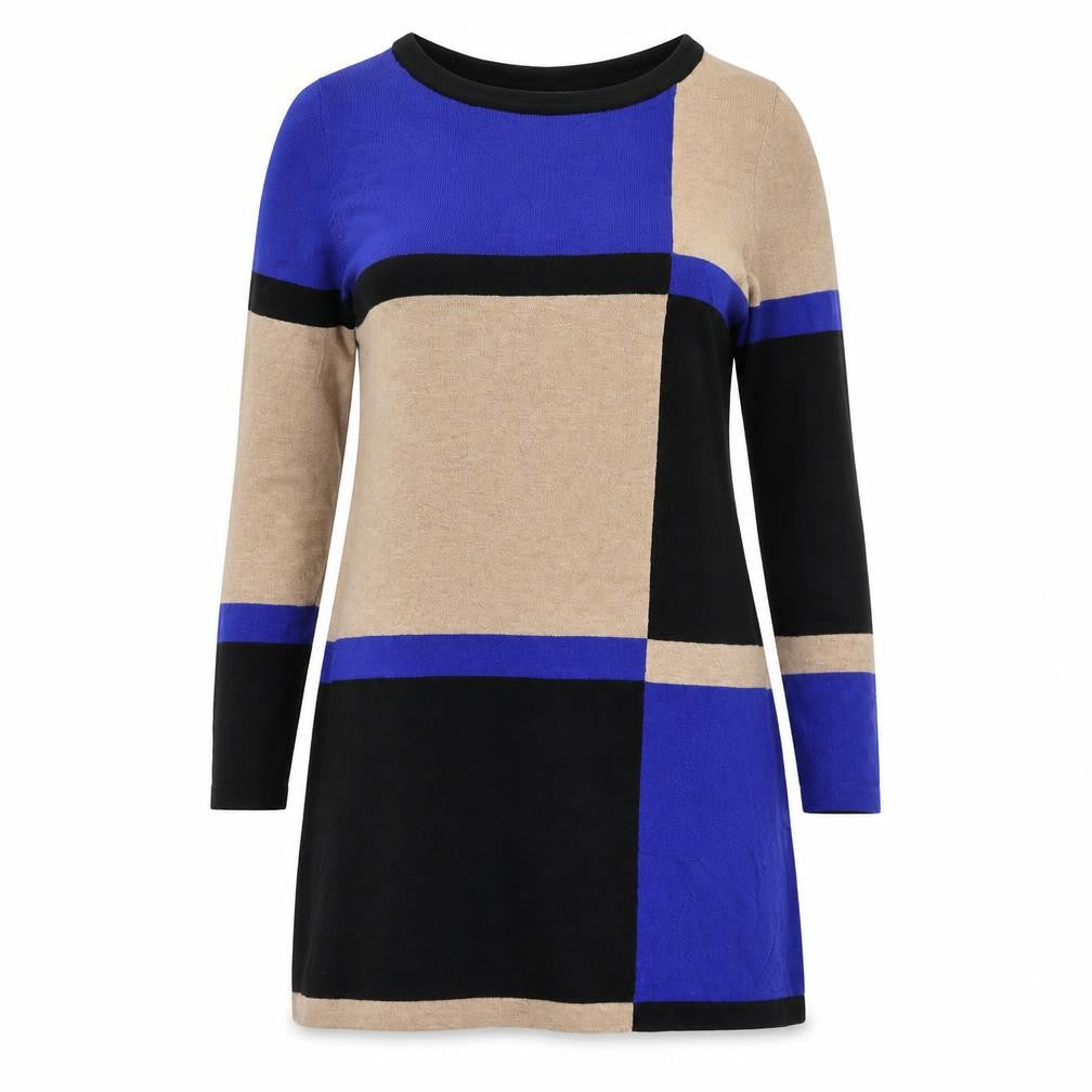 Marks and Spencer Womens Multicoloured Round Neck Striped Cotton Tunic Jumper Size 14