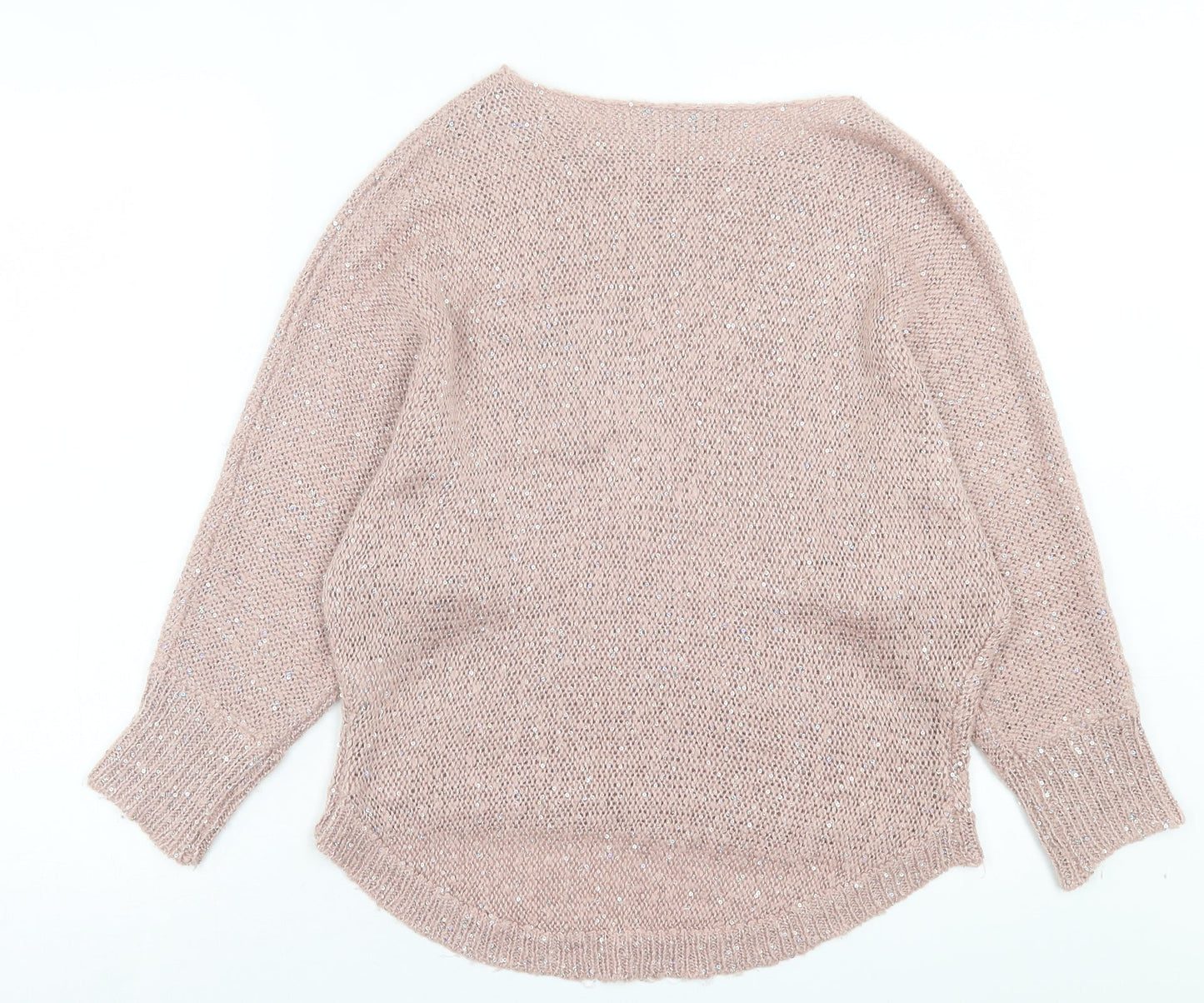Select Womens Pink Boat Neck Acrylic Pullover Jumper Size 12 - Pocket Detail