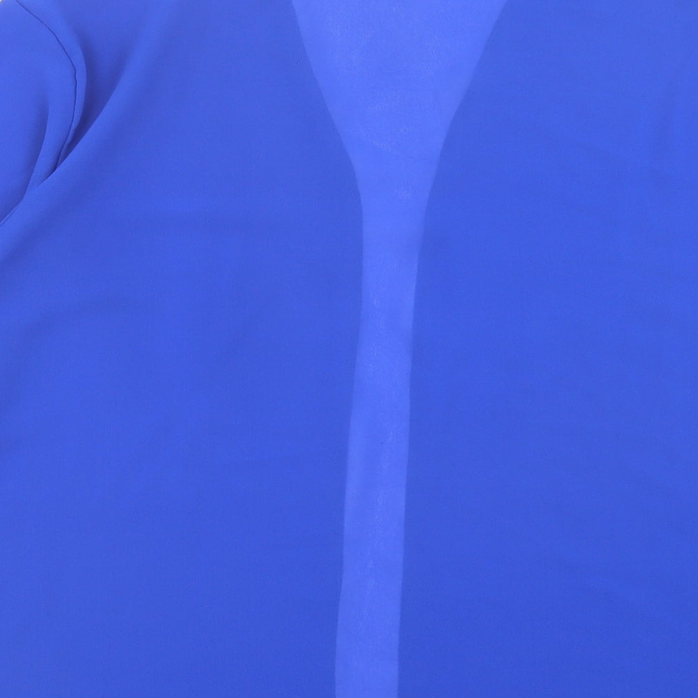 Nouvelle Womens Blue Polyester Jersey Blouse Size M V-Neck