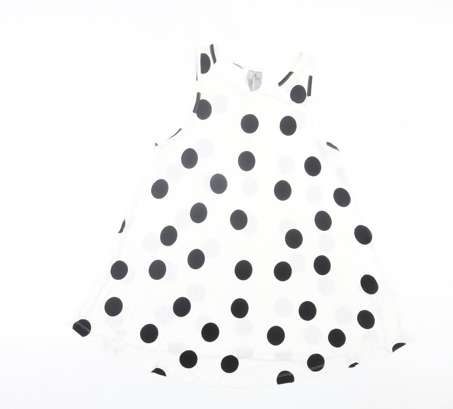 ASOS Womens White Polka Dot Viscose A-Line Size 8 Crew Neck Pullover