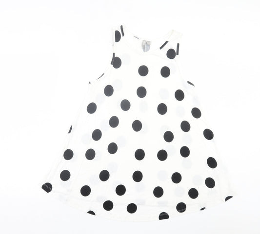 ASOS Womens White Polka Dot Viscose A-Line Size 8 Crew Neck Pullover