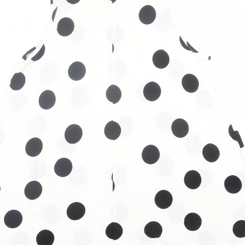 ASOS Womens White Polka Dot Viscose A-Line Size 8 Crew Neck Pullover