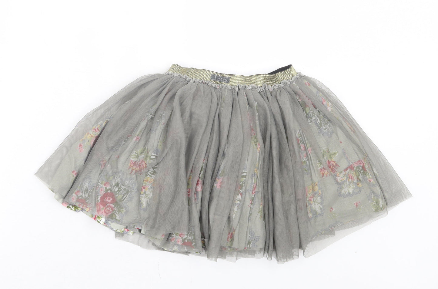 TukTuk Girls Grey Floral Polyester Skater Skirt Size 12 Years Regular Pull On