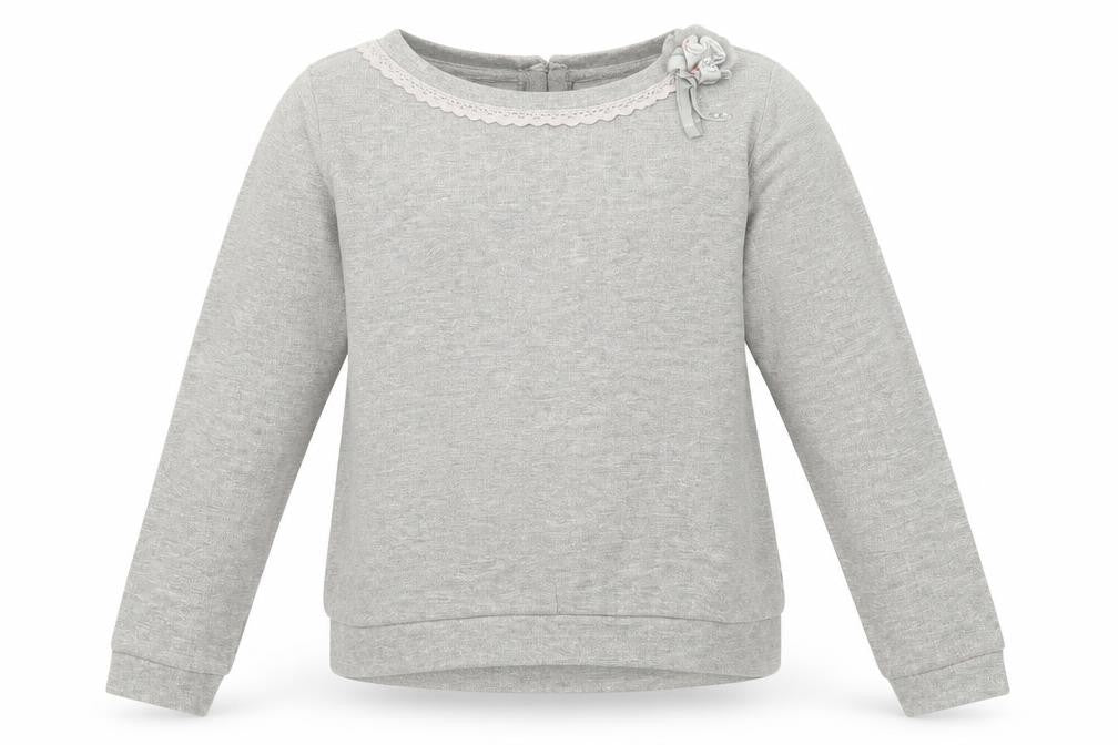 tuc tuc Girls Grey Floral Cotton Pullover Sweatshirt Size 12 Years Button