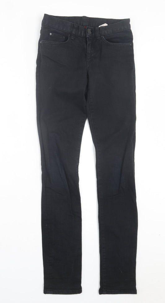 H&M Womens Black Cotton Skinny Jeans Size 4 L30 in Regular Button