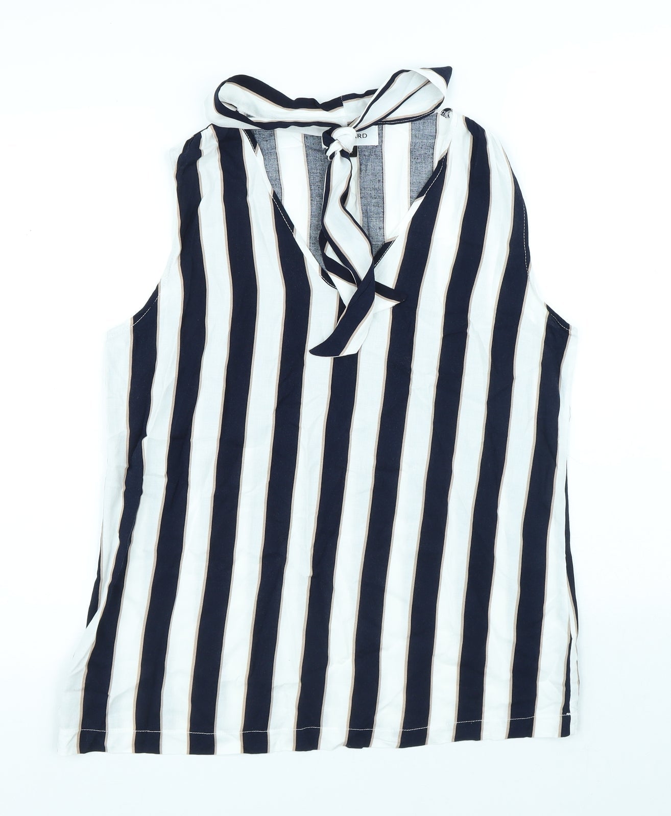 Gerard Womens White Striped Viscose Basic Tank Size 12 V-Neck